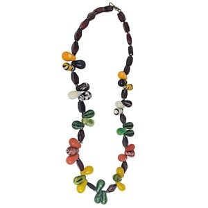 Vintage 1930s Czech glass beaded necklace colorful Mali African trade bead